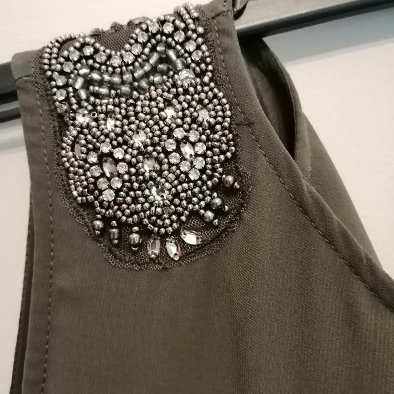 Zara khaki dress with embellished shoulders - Depop