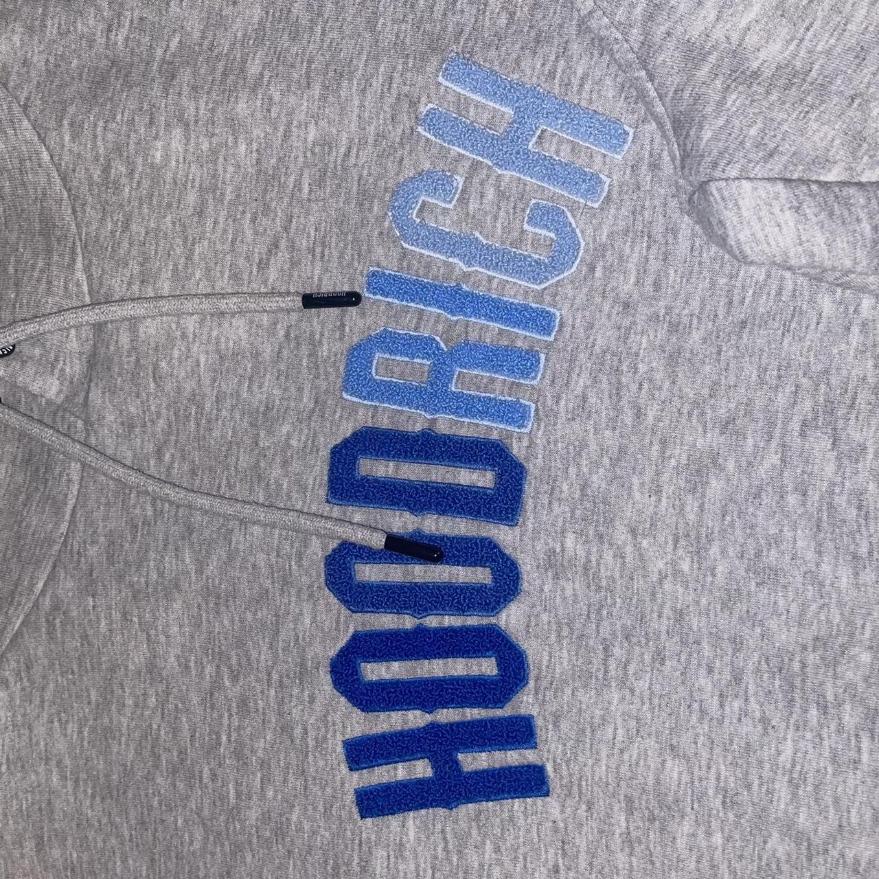 Hoodrich Men's Blue and Grey Hoodie | Depop