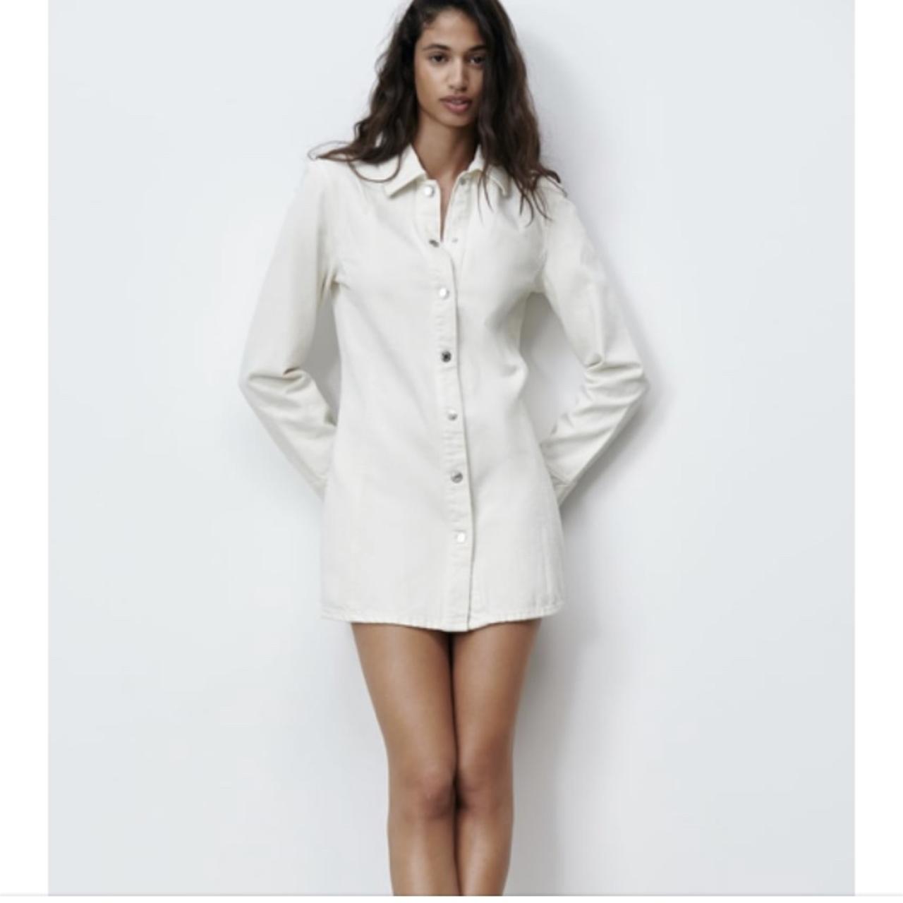 zara white denim dress