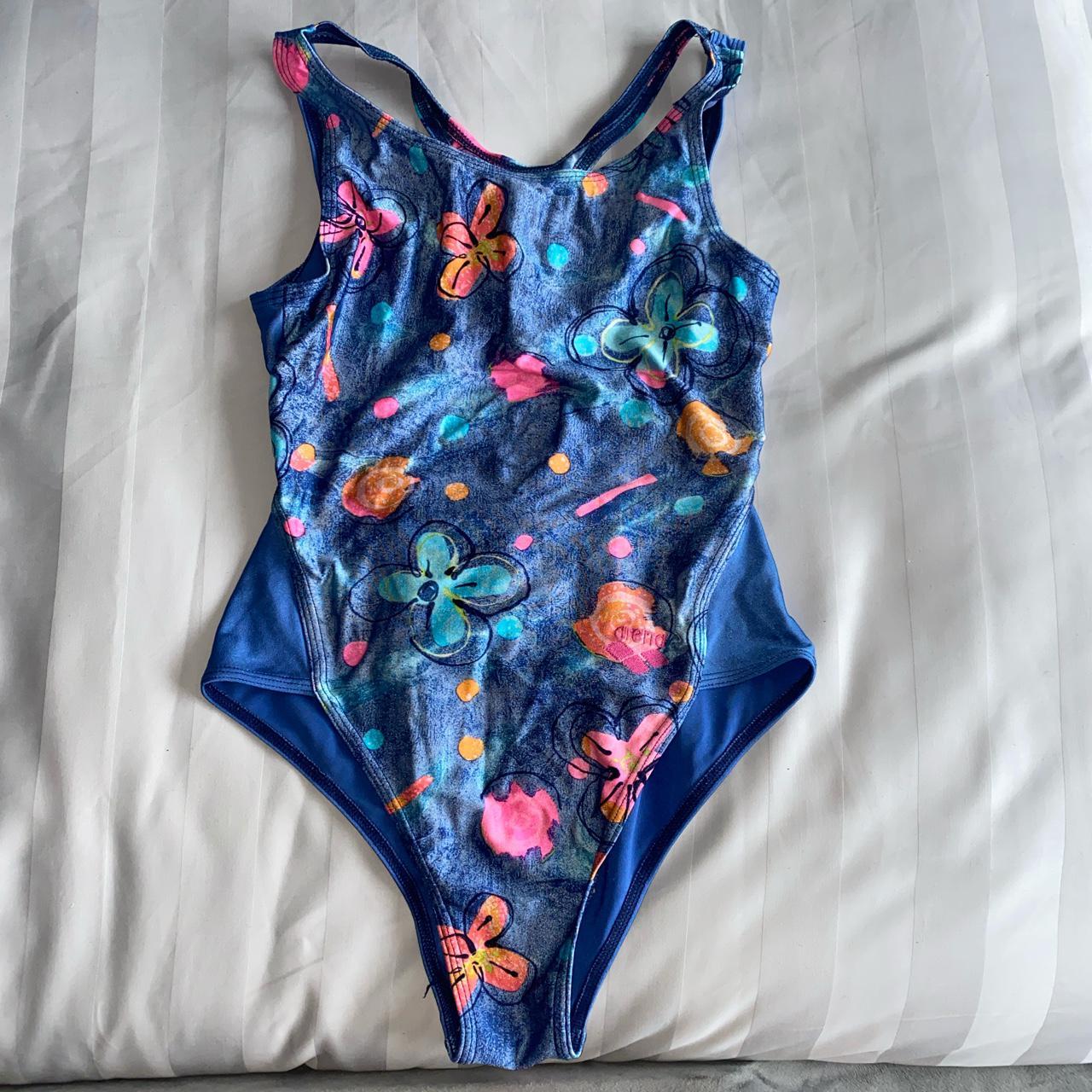 Blue floral swimming costume. Never worn by myself.... - Depop