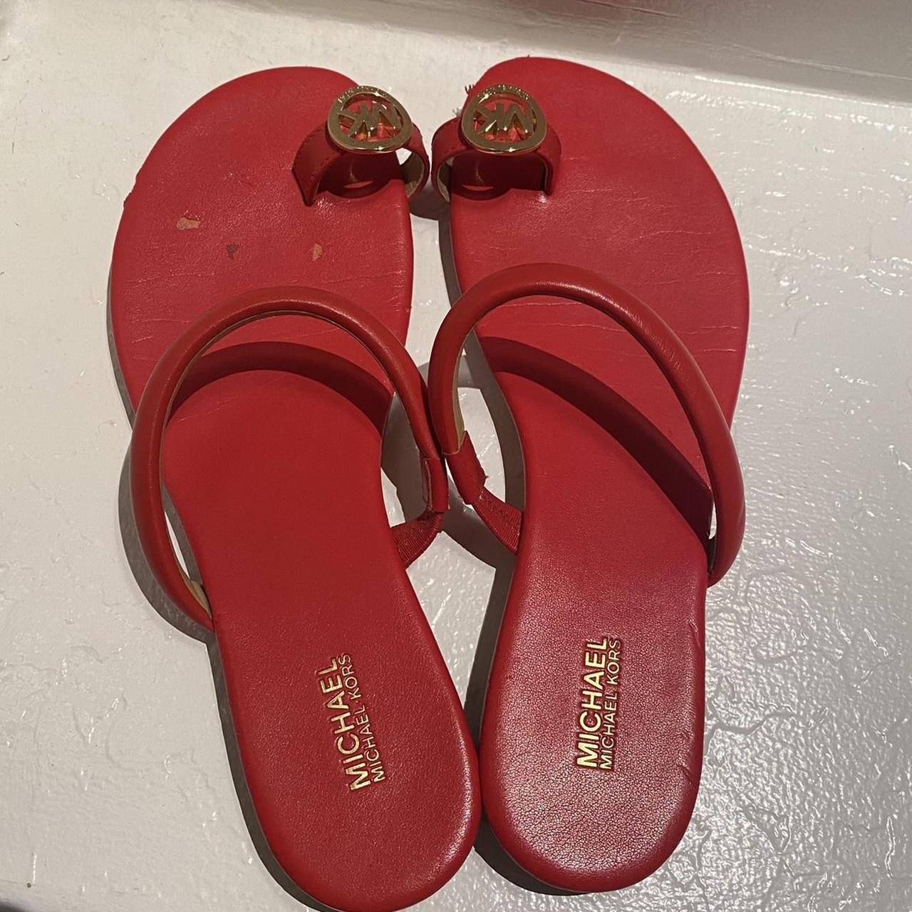 red michael kors slippers