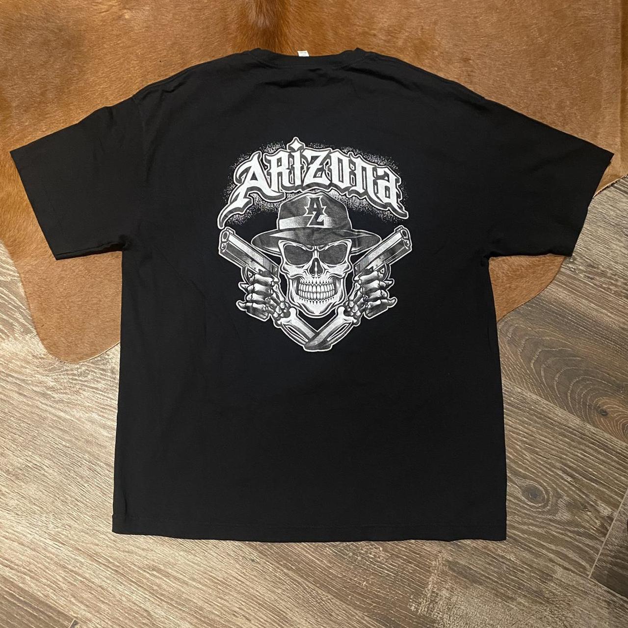 Vintage Black T Shirt With Skull And Guns Arizona... - Depop