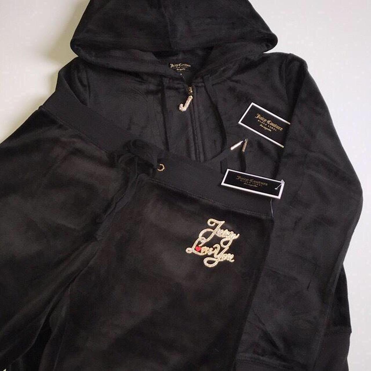 Juicy couture black tracksuit cuffed The hood is... - Depop