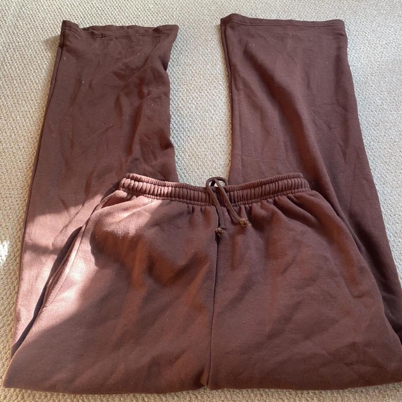 Pretty Little Thing Wide Leg Joggers Brown Womens Uk Depop