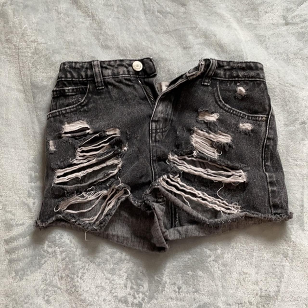 Black ripped denim shorts Primark Size 4 Used but