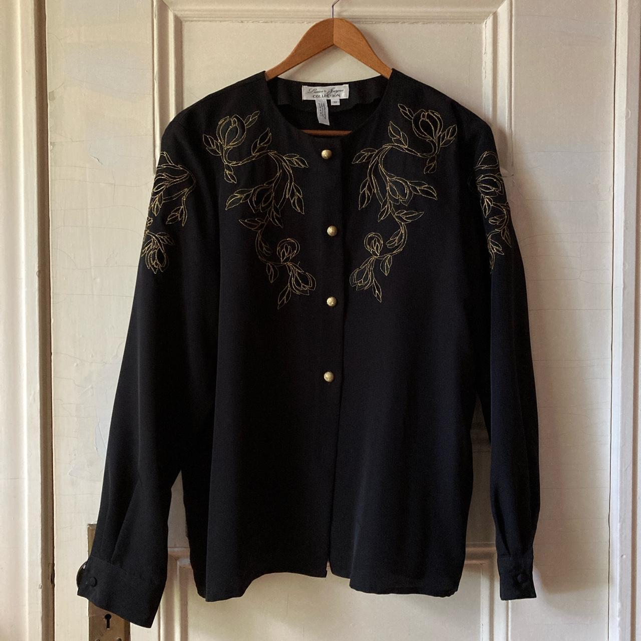 Laura & Jayne Collection black long sleeve button up... Depop
