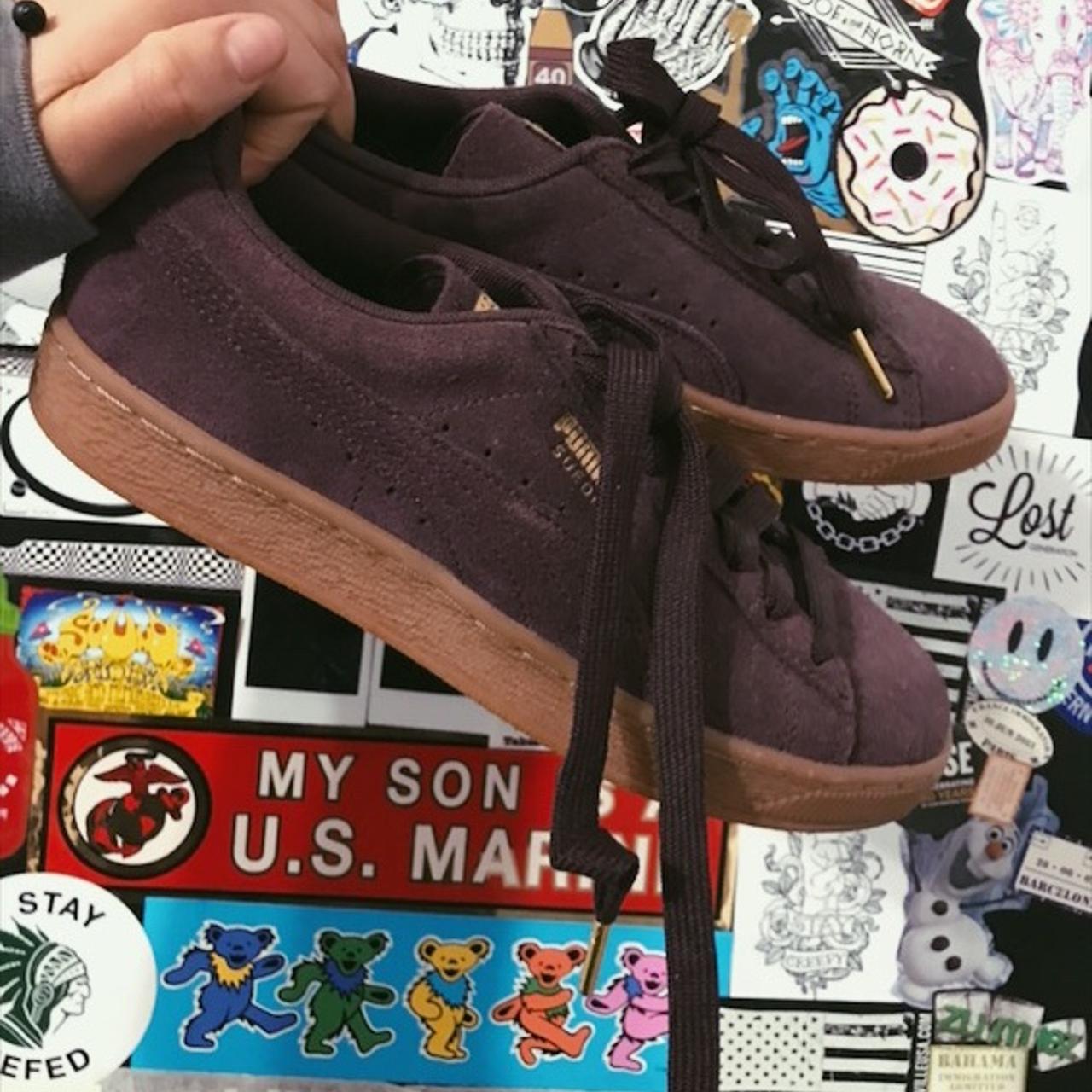 Purple and best sale gold puma shoes