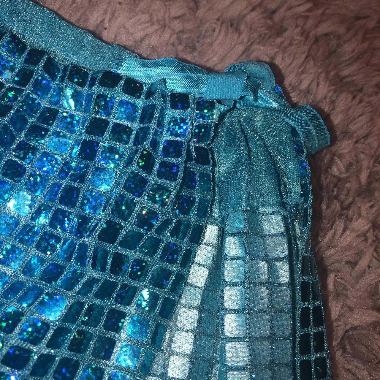 More photos of aqua metallic tie festival skirt... - Depop