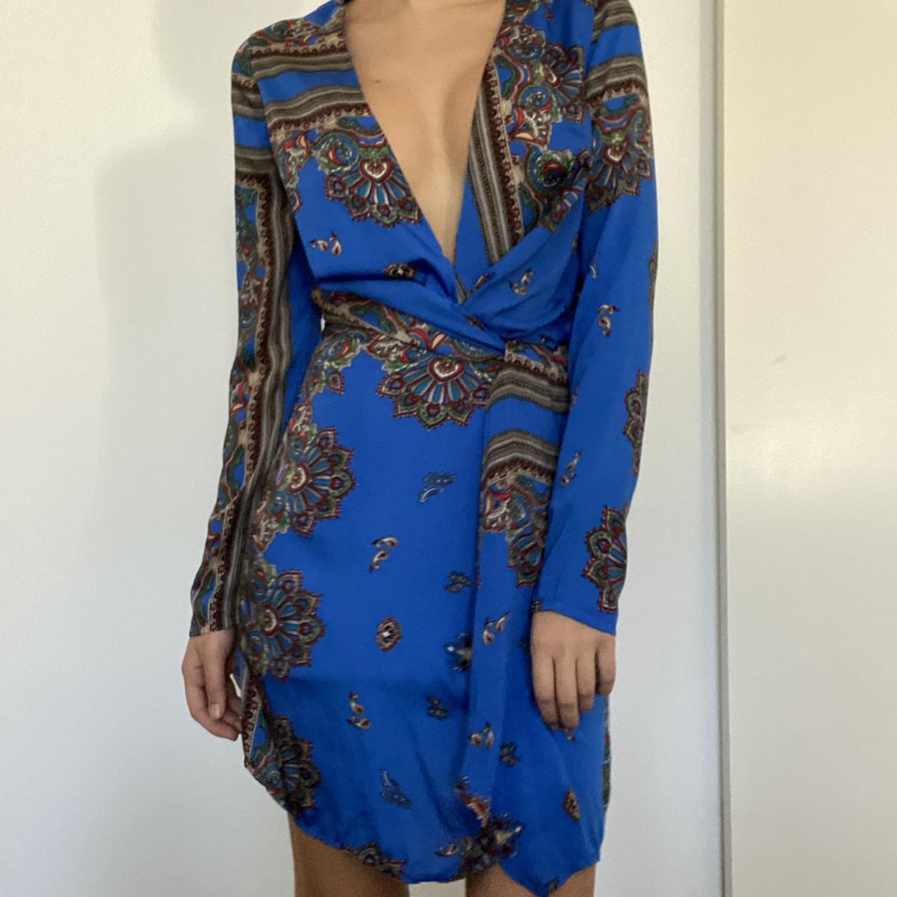 missguided blue paisley dress