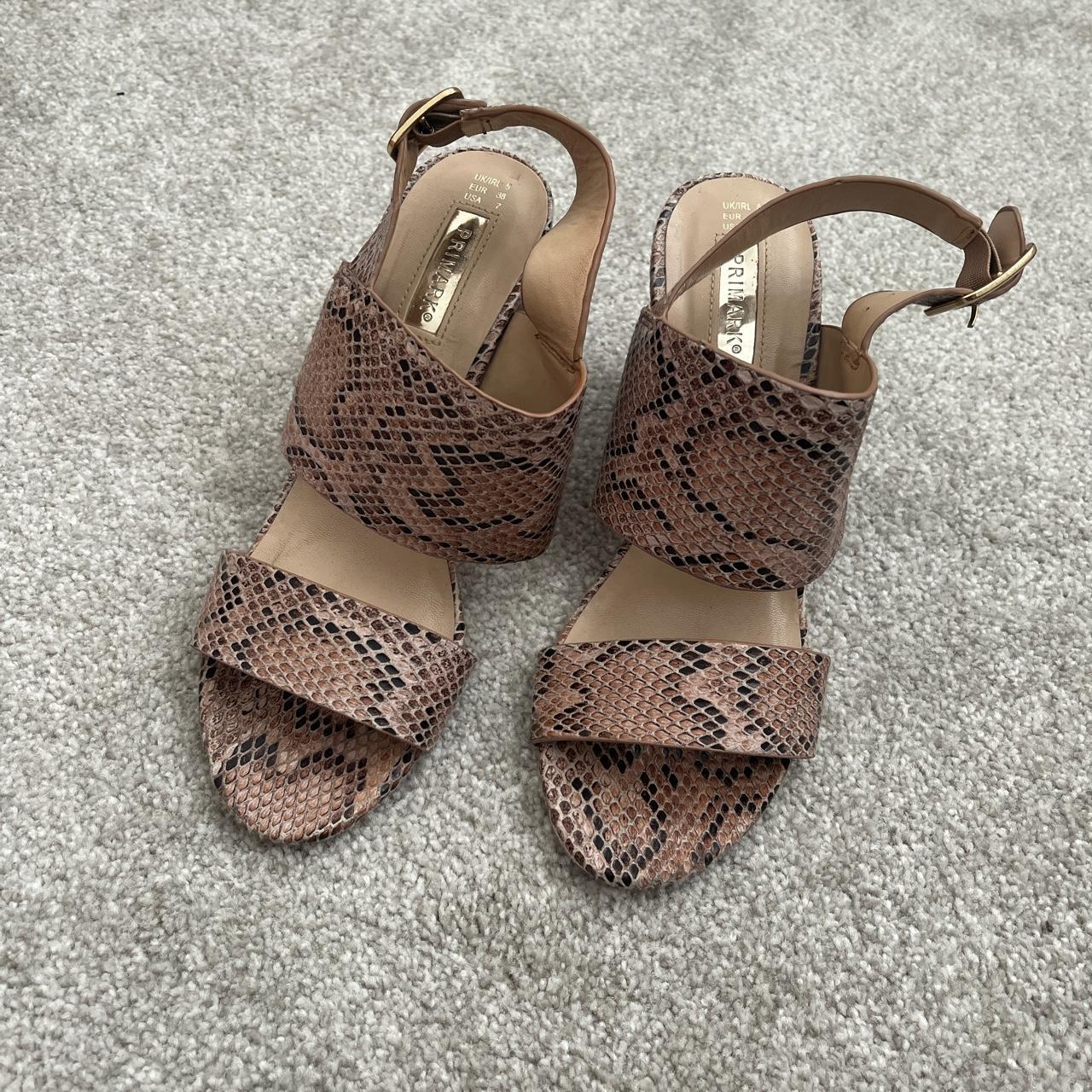 Primark Women's Brown and Cream Sandals Depop