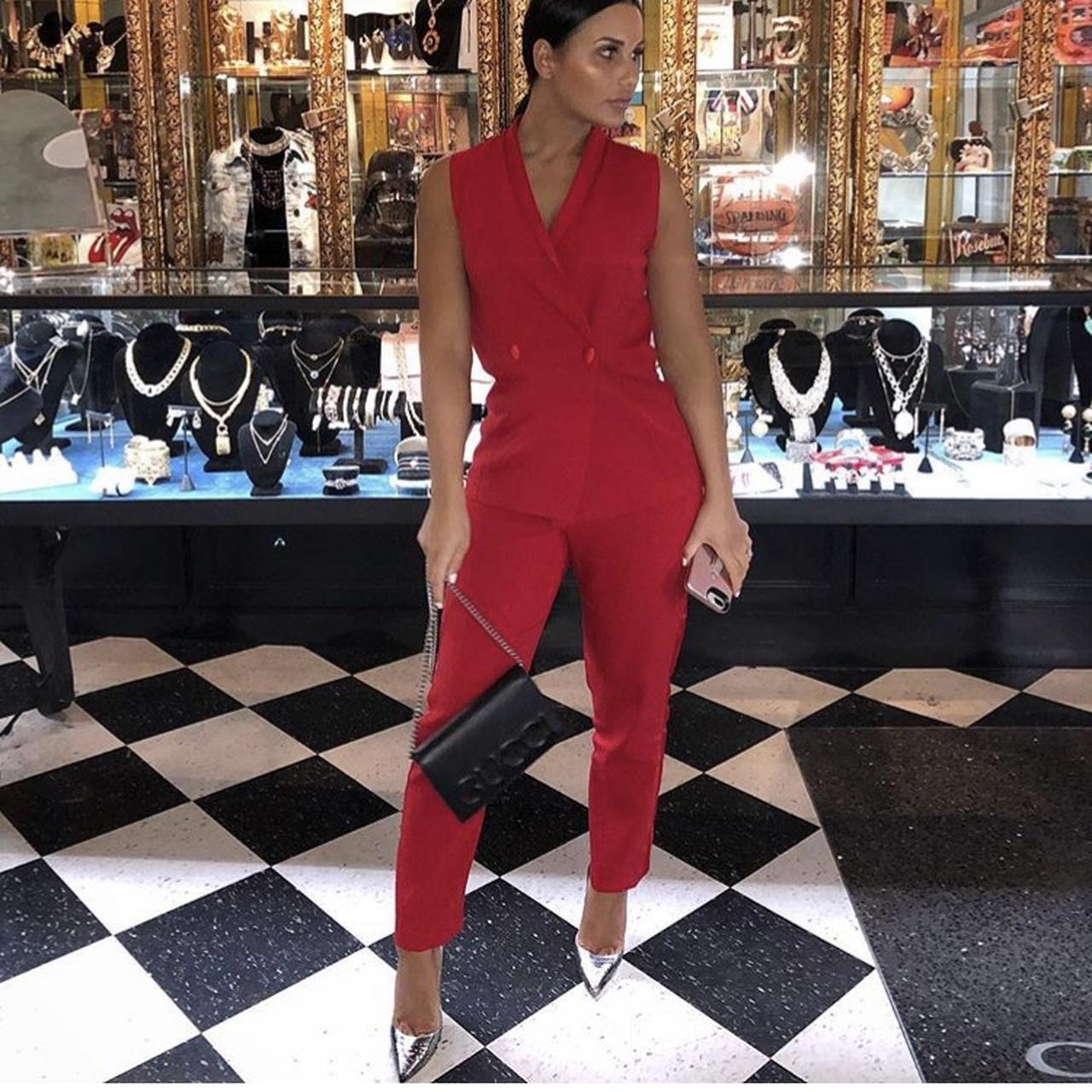 Red tuxedo jumpsuit Clearance