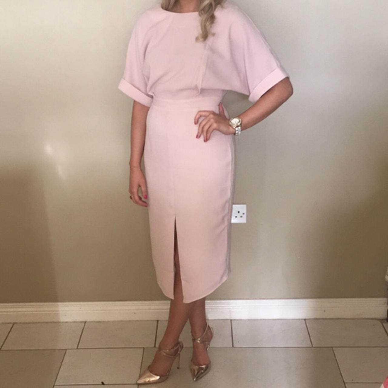 wiggle midi dress in blush