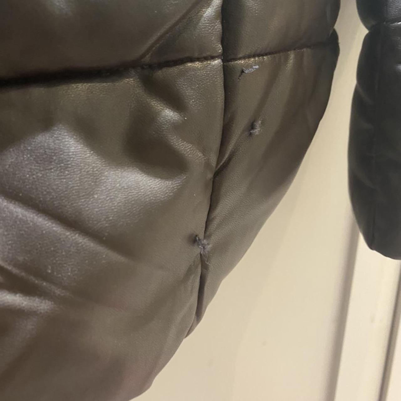 Brown Zara leather puffer coat Size XS Perfect... - Depop
