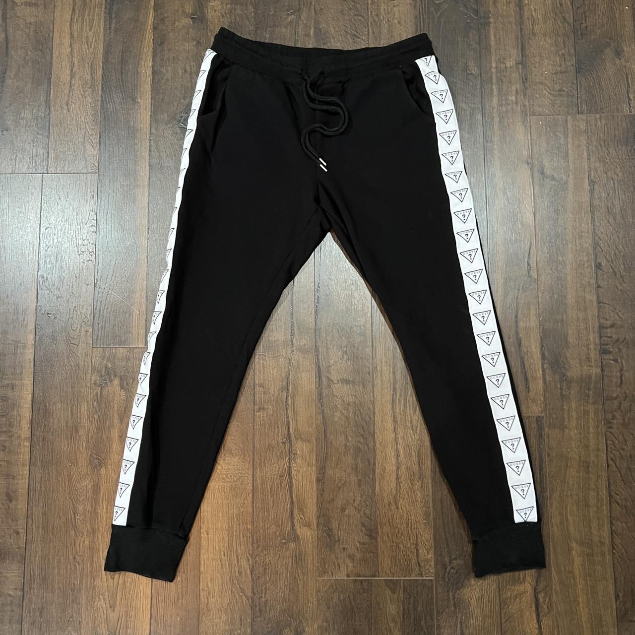 Guess Men's Black and White Joggers-tracksuits | Depop