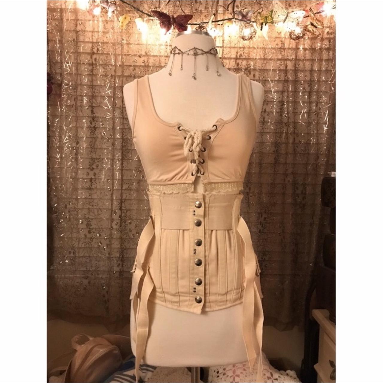 Rare 1950s 50s Vintage CAMP fan corset girdle lumbar - Depop