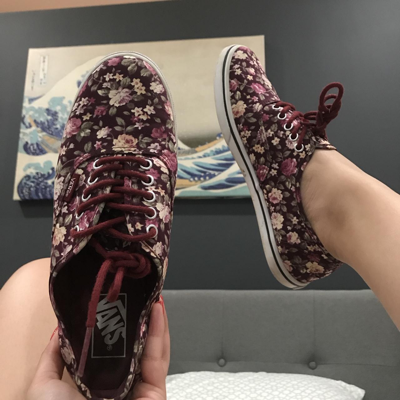 Maroon floral vans sale