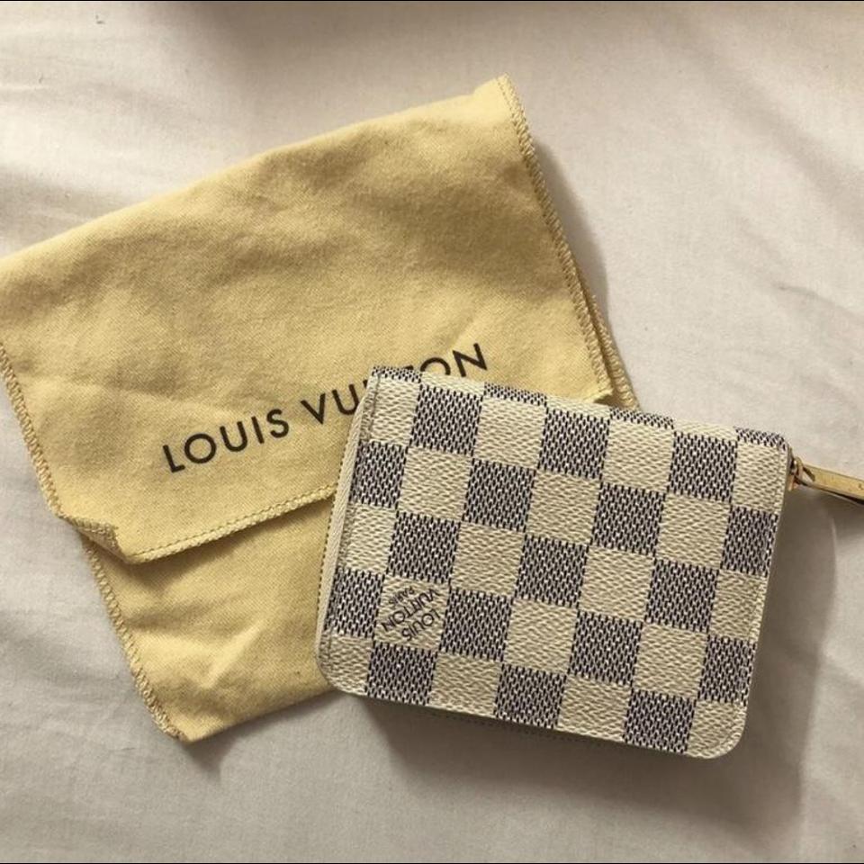 lv white checkered wallet