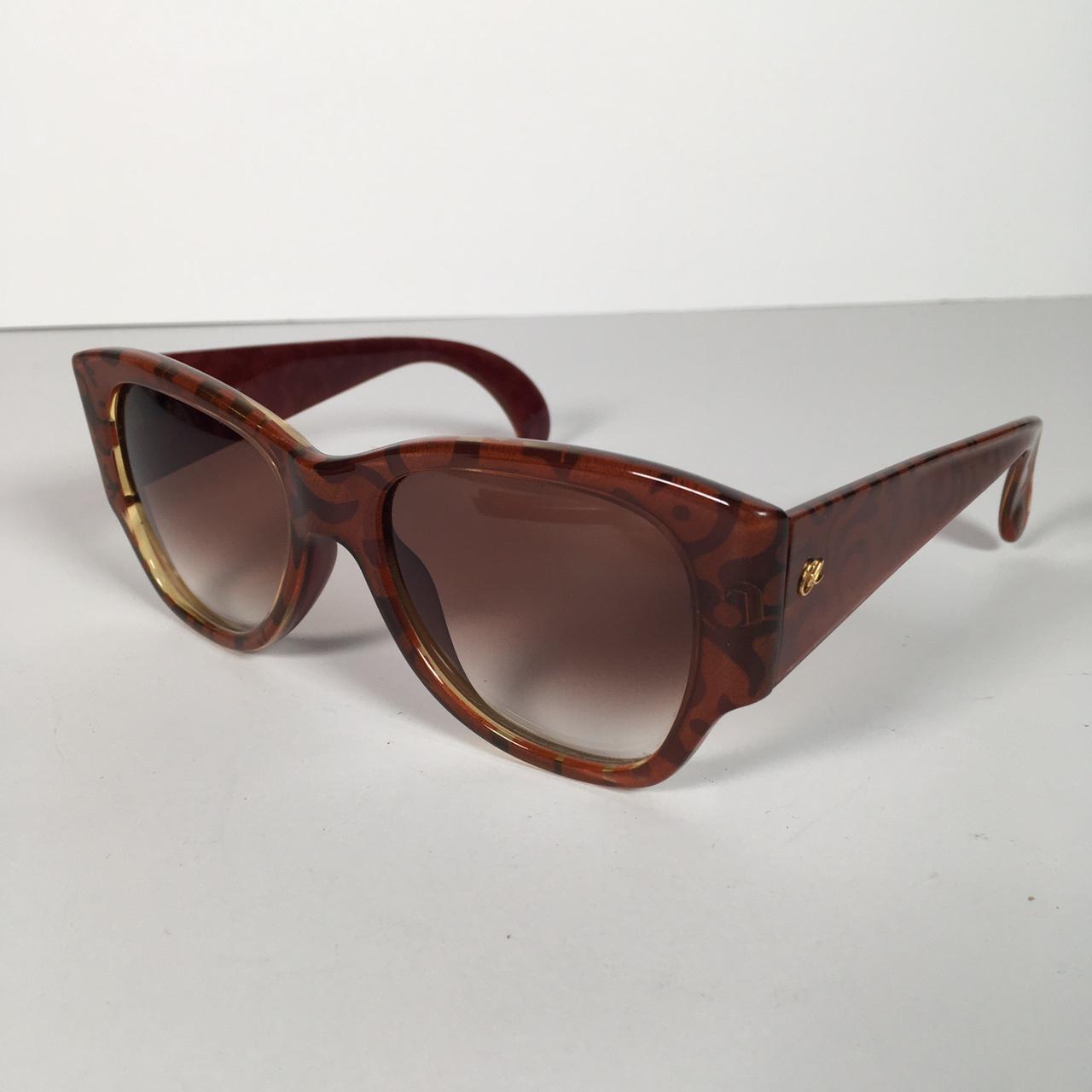 Christian Lacroix Women's Brown and Burgundy Sunglasses | Depop
