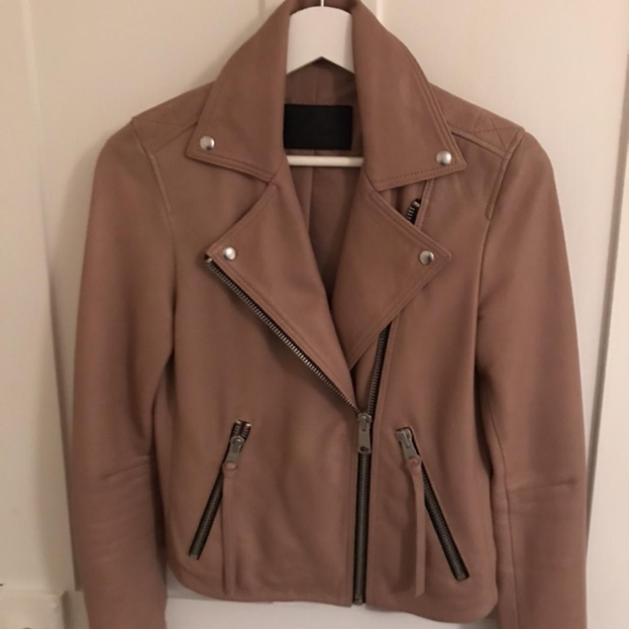 AllSaints, women’s leather jacket, UK size 4,... - Depop