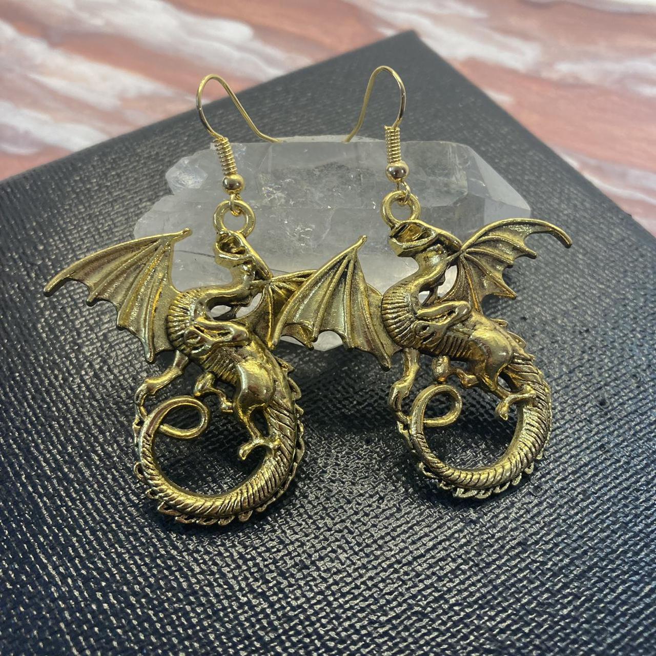Product Image 2 - Golden dragon dangle earrings! Quarter