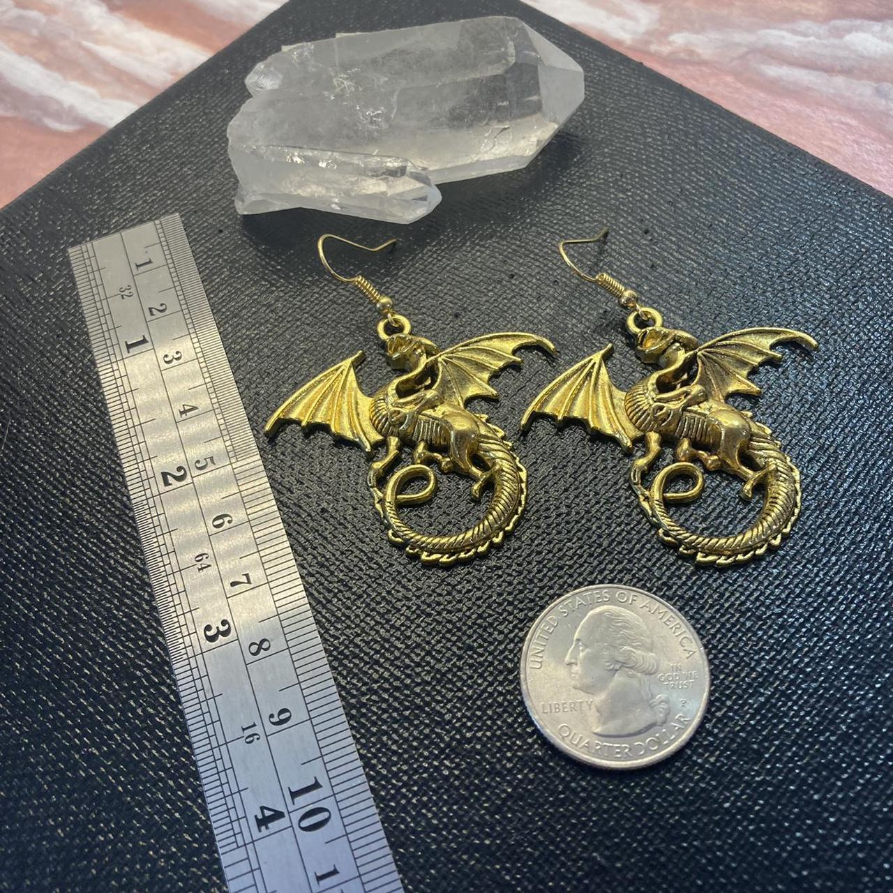 Product Image 3 - Golden dragon dangle earrings! Quarter