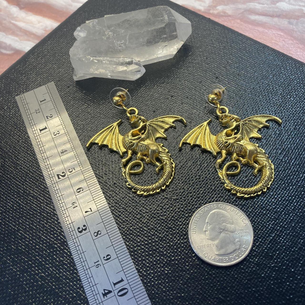 Product Image 3 - Golden dragon stud earrings! Quarter
