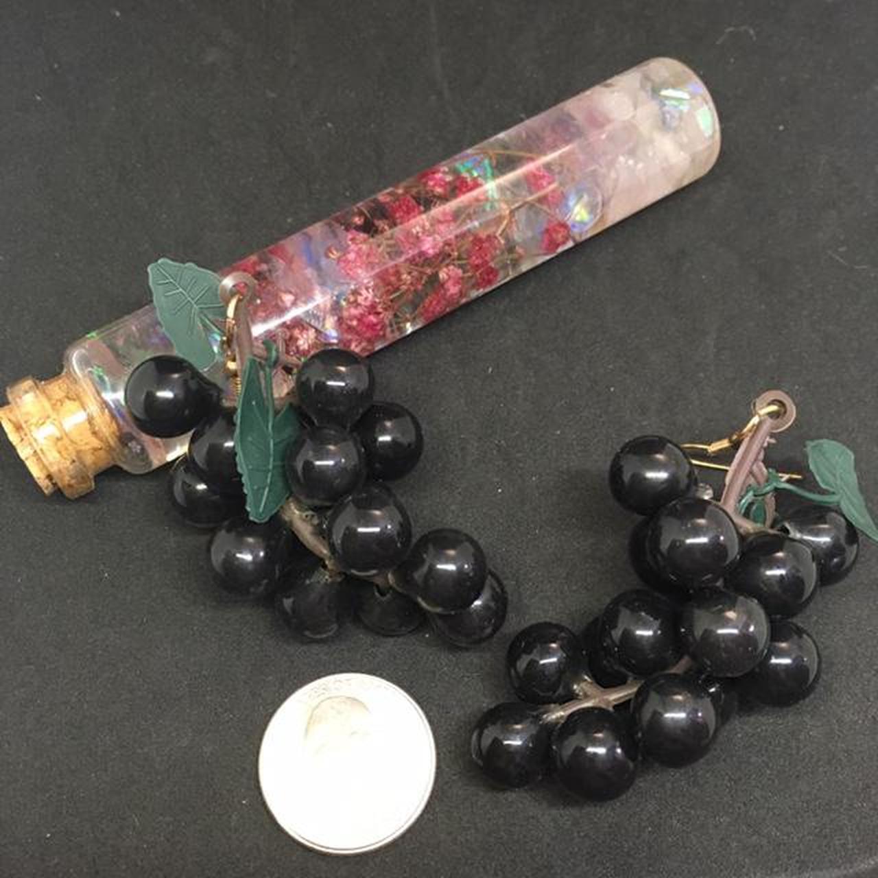 Product Image 3 - Black grape fruit earrings! 🍇