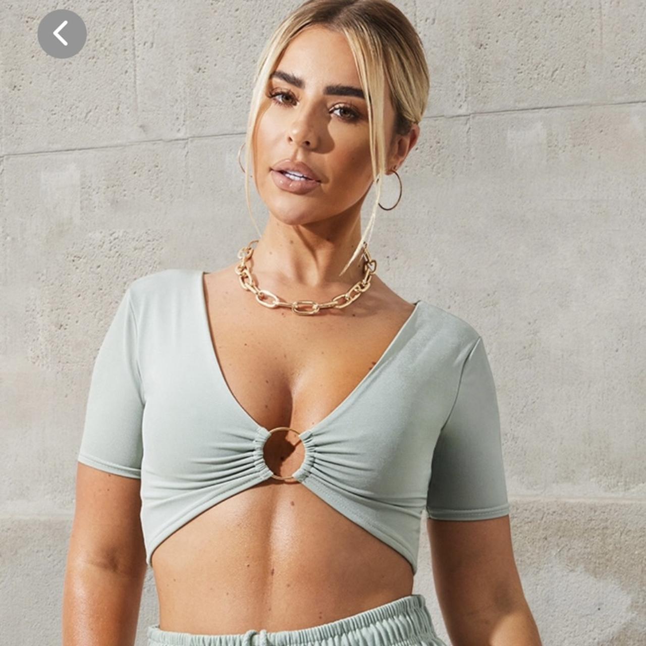 Mint slinky ring detail crop top ,it’s brand