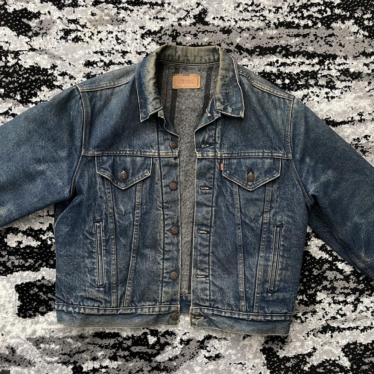 vintage levi's denim jacket with big patch on the - Depop