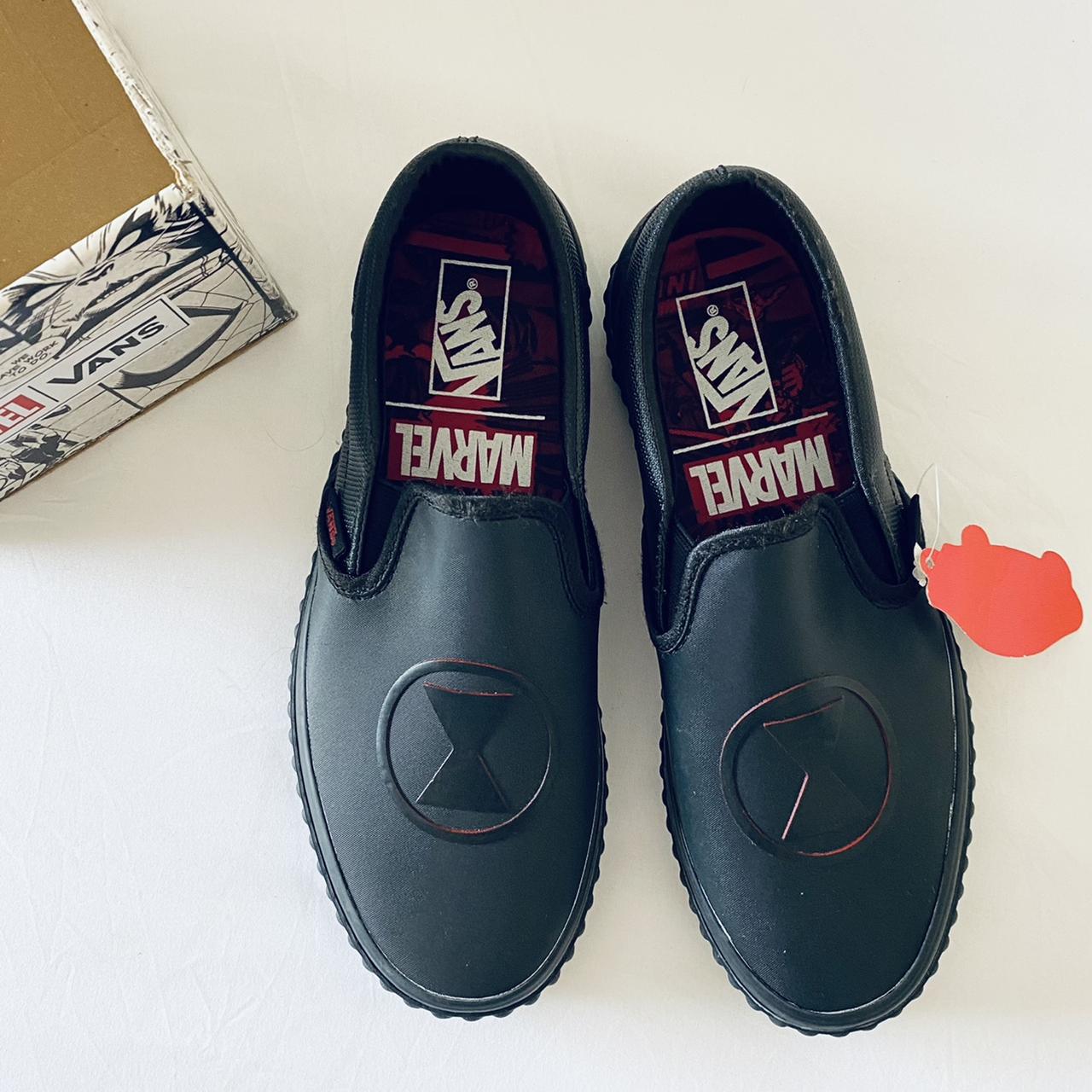 Vans Marvel Black Widow Blac CLASSIC SLIP On Size 7 Depop