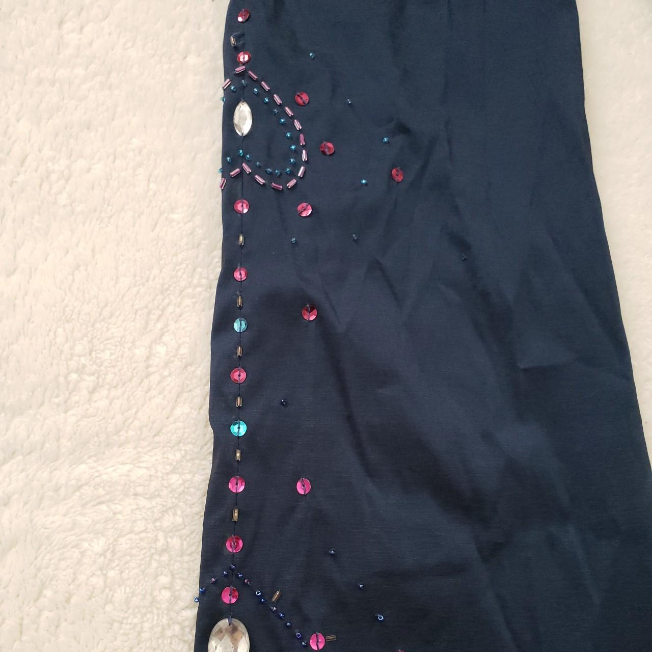 Vintage 90's/Y2K Dark Blue Sequined High Waisted... - Depop