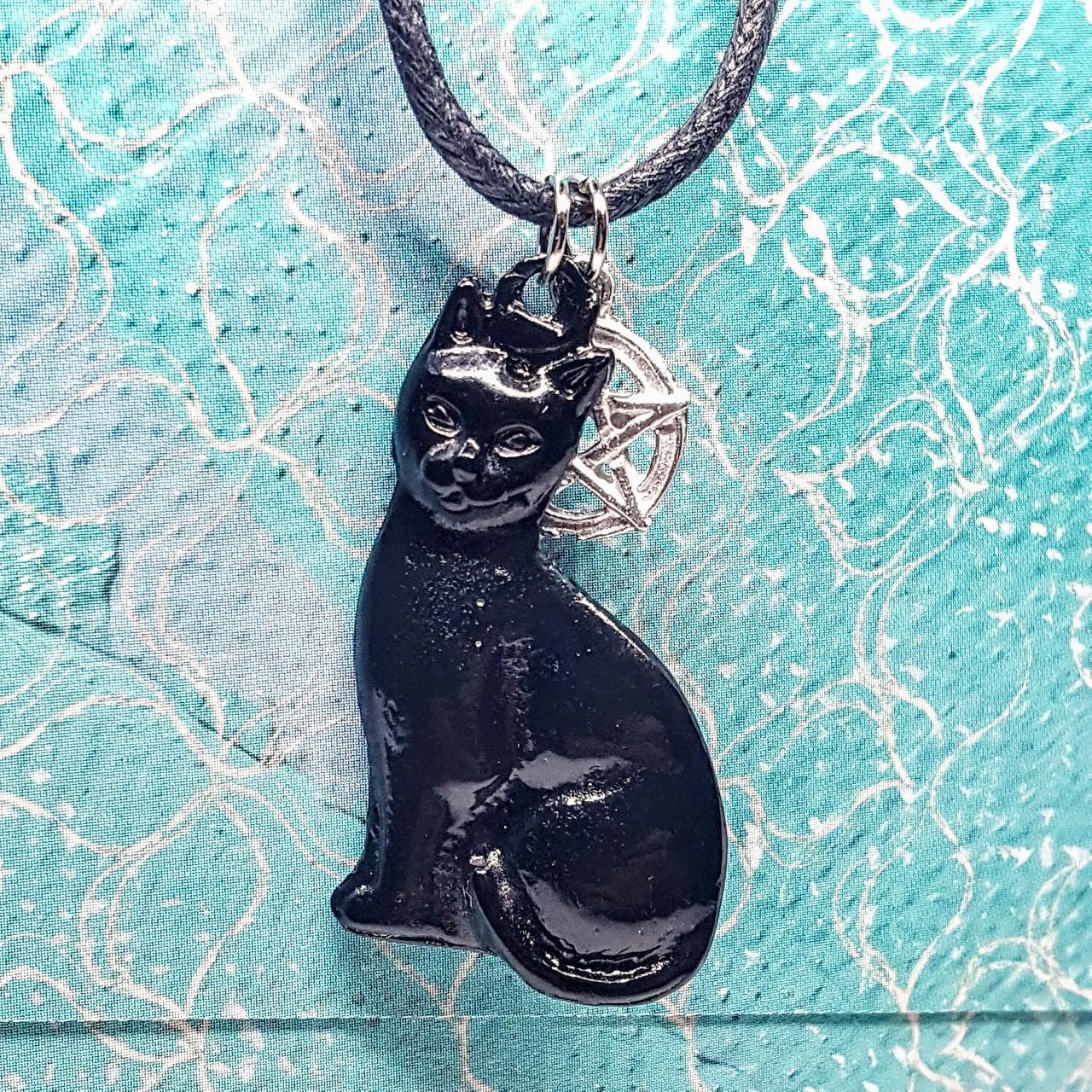 Playful Black Cat Necklace - Enamel Black Cat Pendant Gift - TheMagicZoo.com