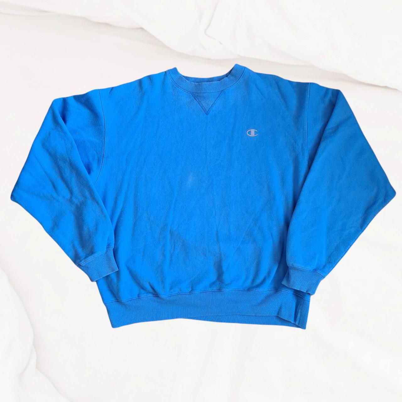 Baby blue champion embroidered sweatshirt 📏... Depop