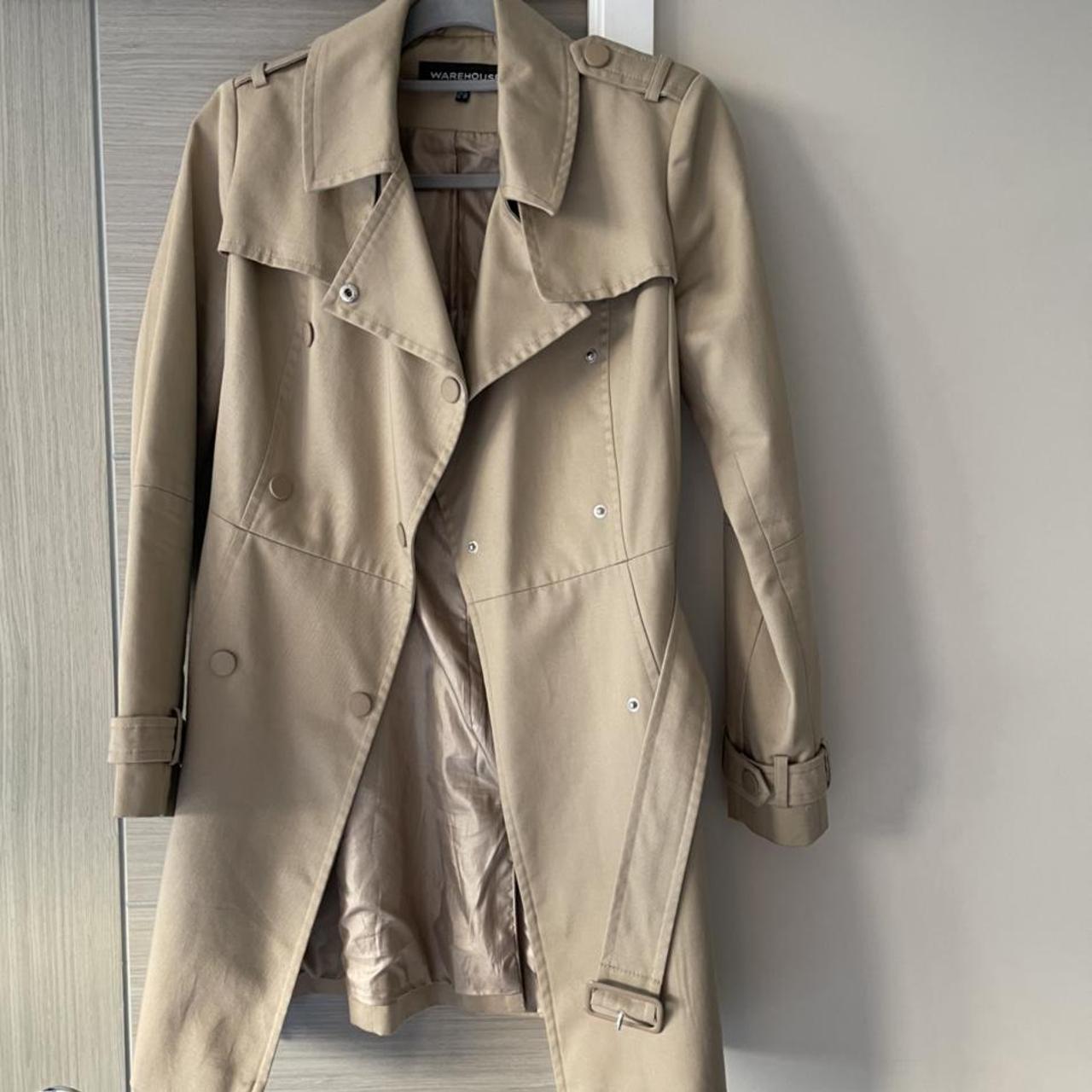 Ladies beige fitted trench coat. Size 8. Warehouse.... - Depop