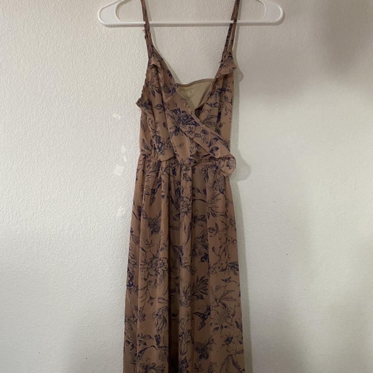 Beautiful brown dress with spaghetti straps and slit... - Depop