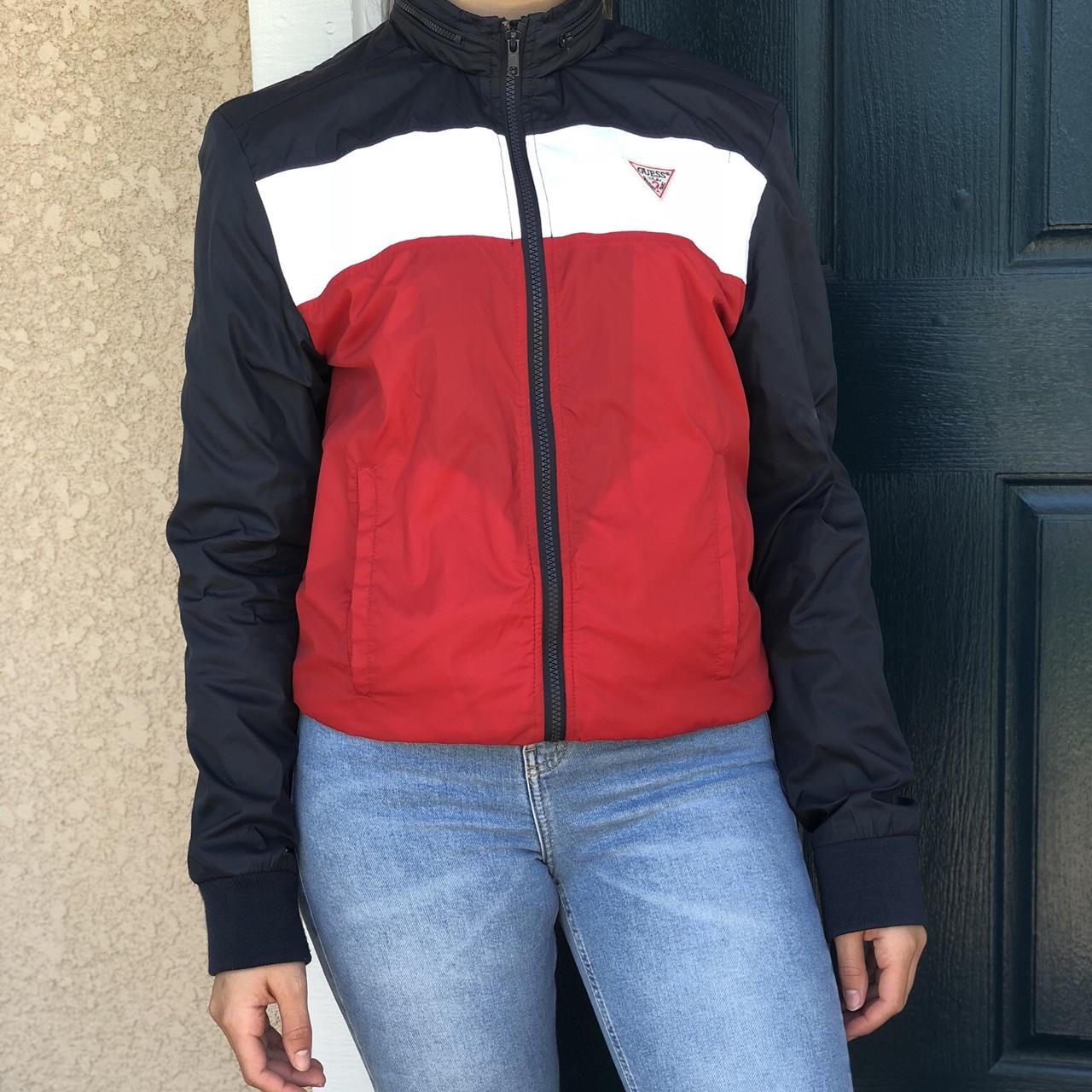 guess red white and blue jacket