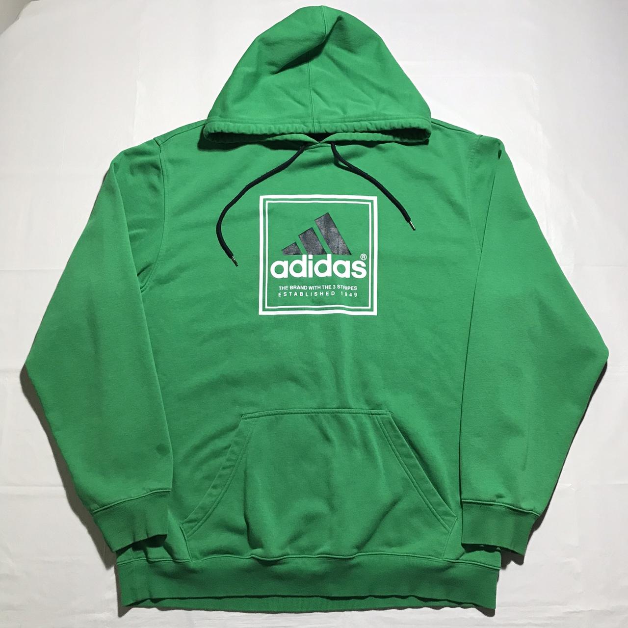 Adidas Men's Green and White Hoodie Depop