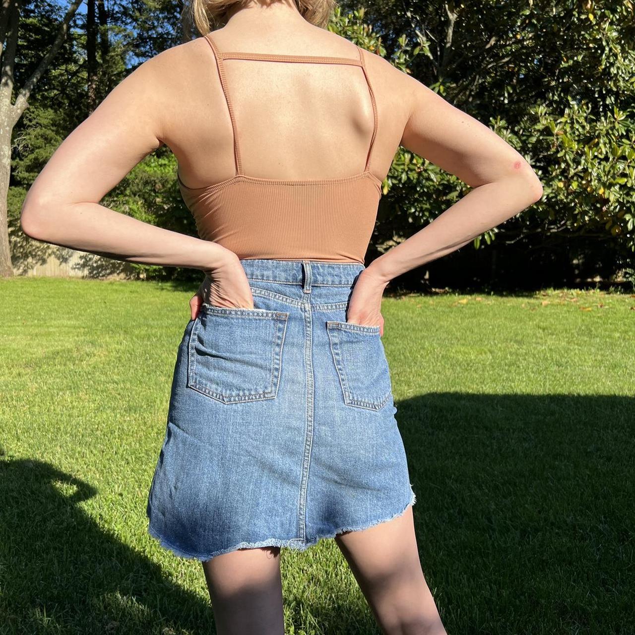 Zara Women's Skirt Blue S – Asymmetrical denim skirt w/ raw