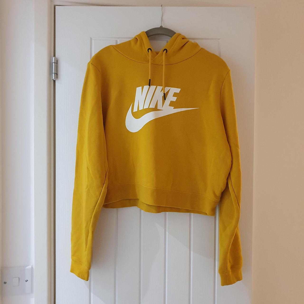 nike yellow cropped hoodie