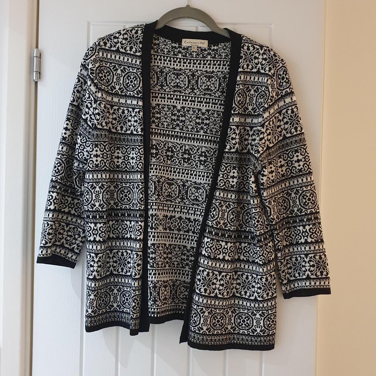 F&F Women's Black and White Cardigan | Depop