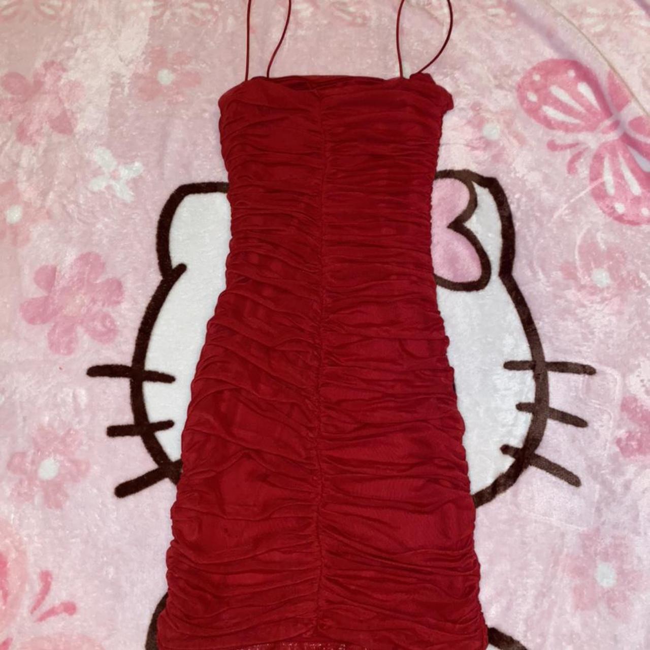 Oh Polly Mini Ruched Red Dress In Great Condition Depop