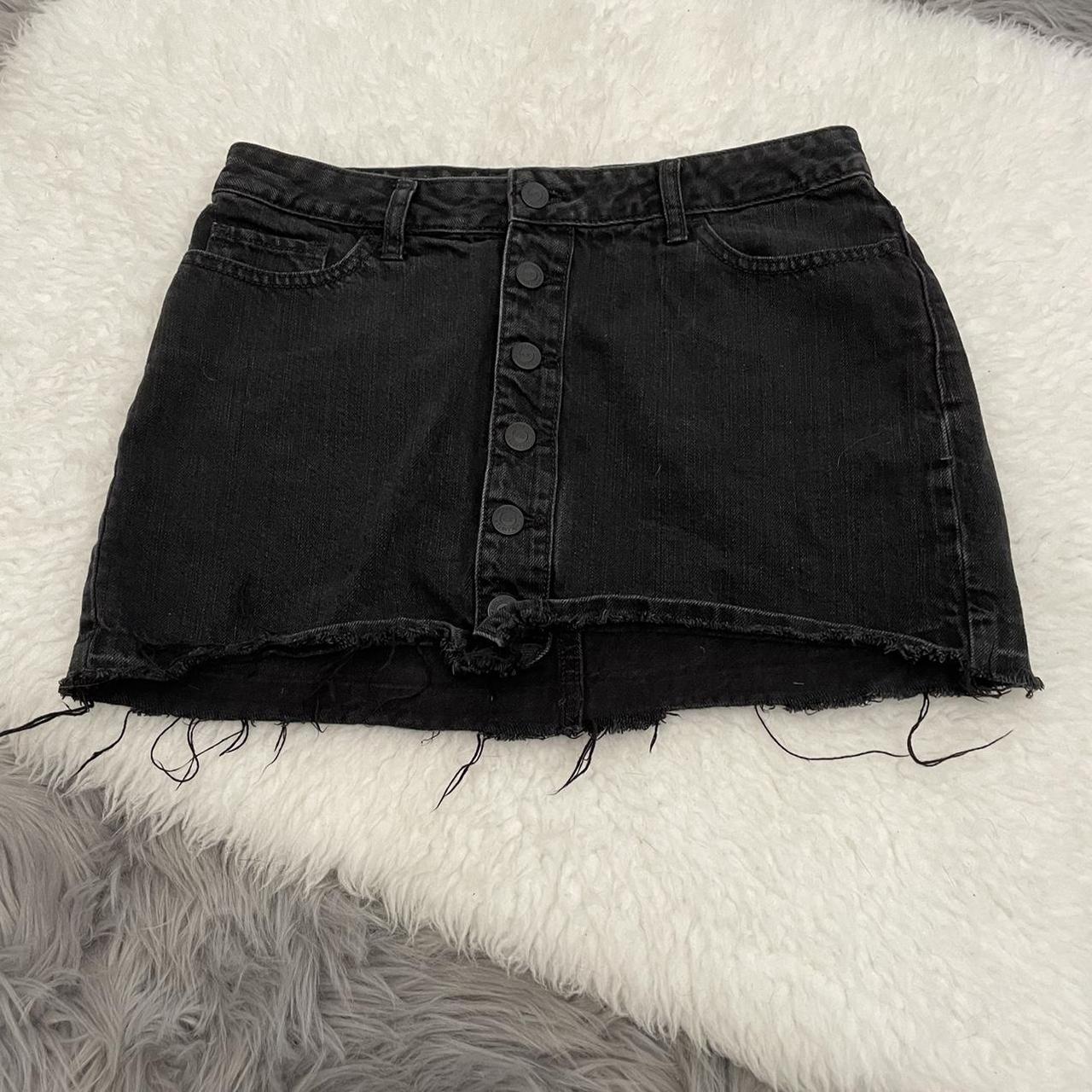 Black button up hollister denim skirt. In overall... Depop