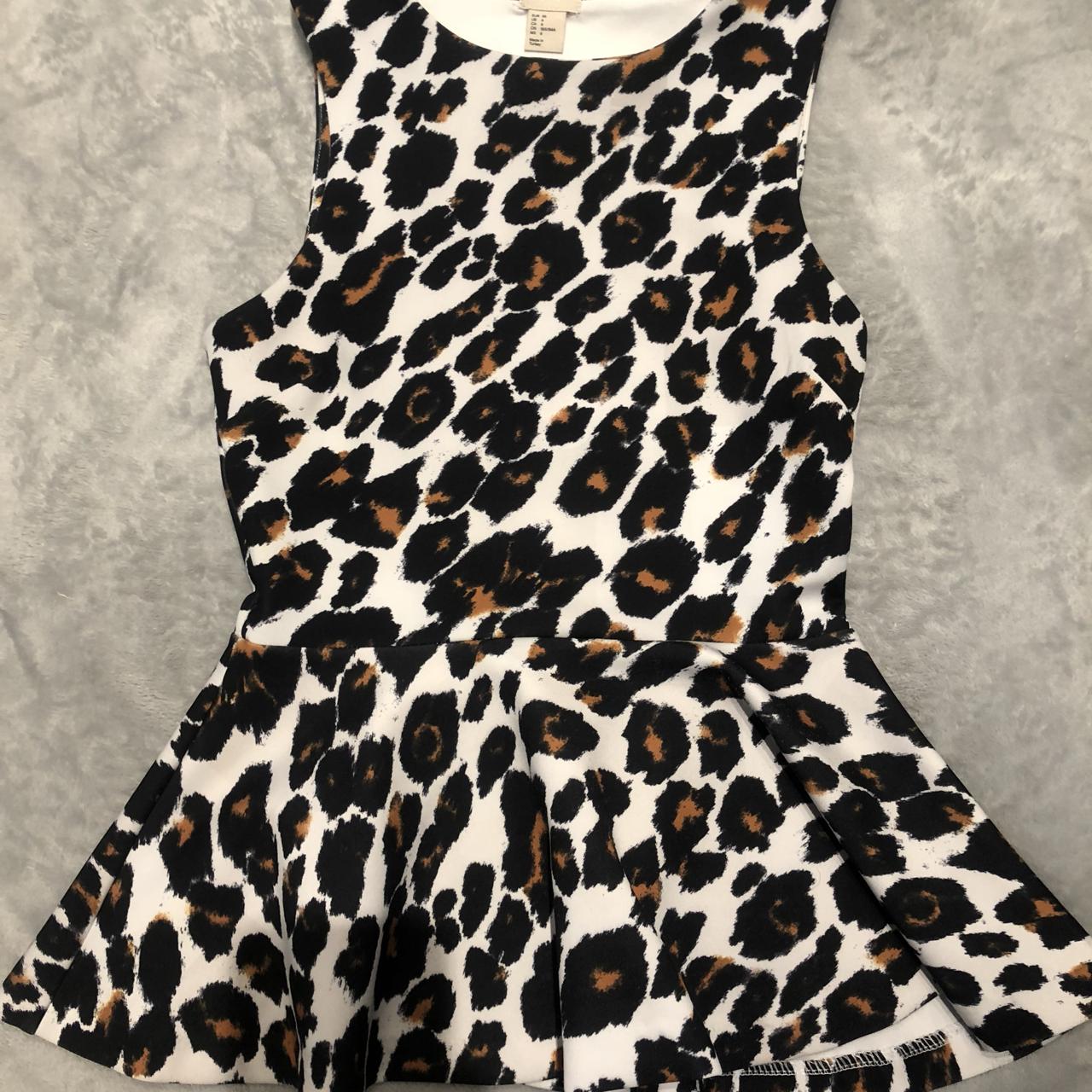 H&m Leopard Peplum Blouse H&M Leopard Print Peplum Top??, Size