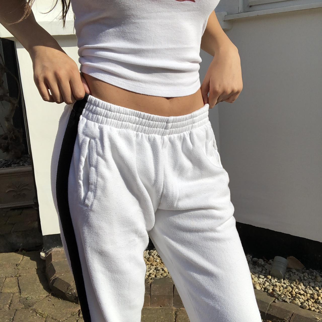 Brandy melville white sweatpants red sales stripe