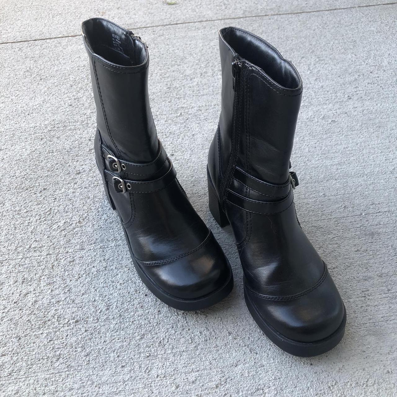 Super cute vintage Y2K Mudd chunky black boots, in... - Depop