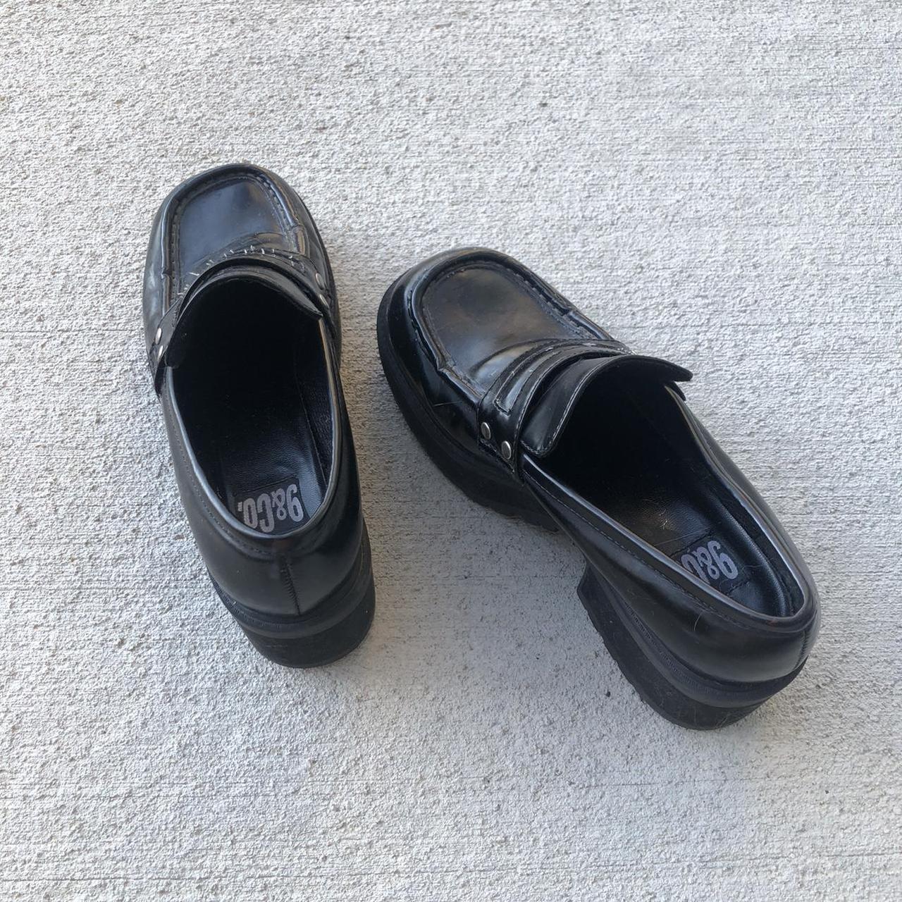 Insane vintage 90s black chunky platform loafers! In... - Depop