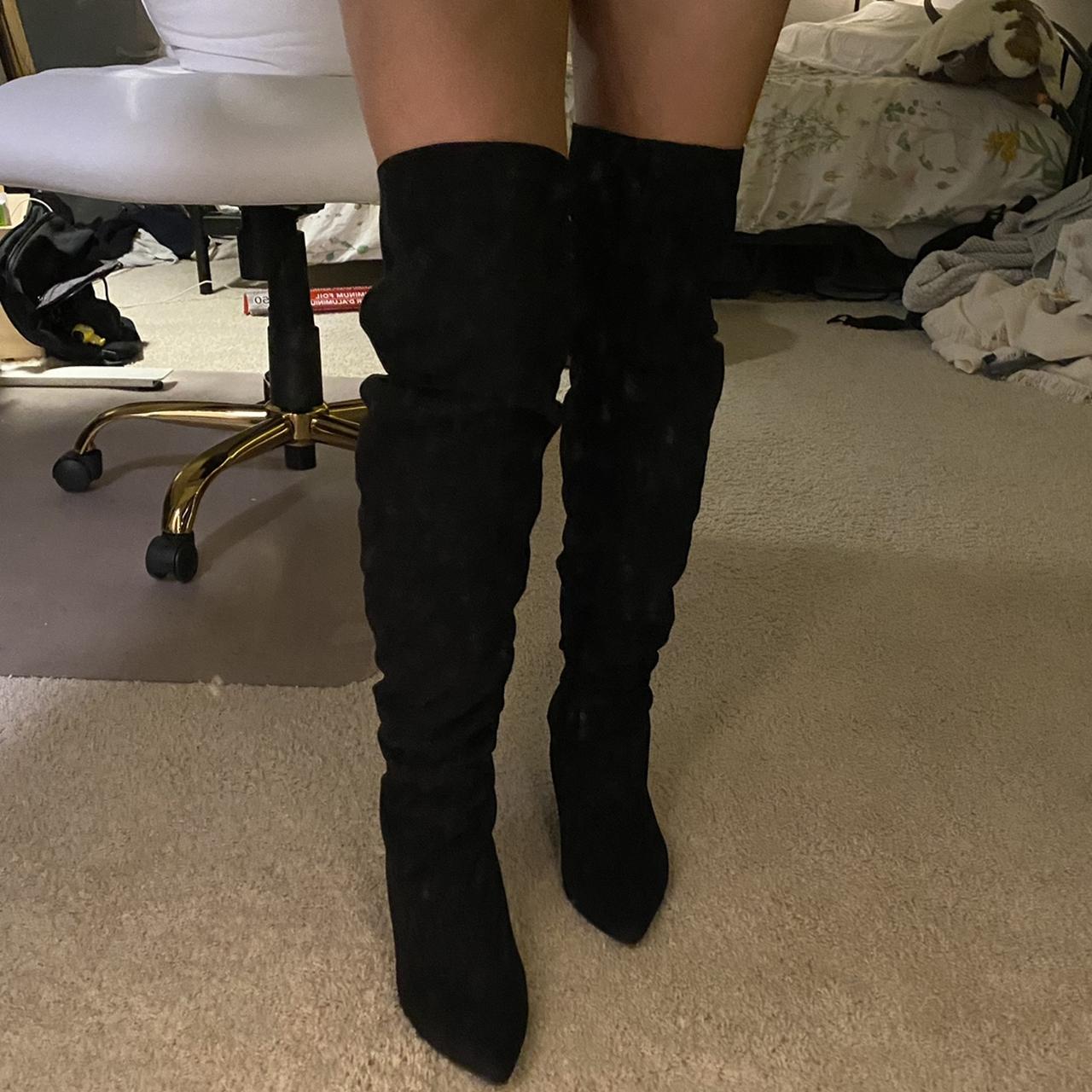 Low Heel Thigh High Boots Size: 7W barely worn and... - Depop