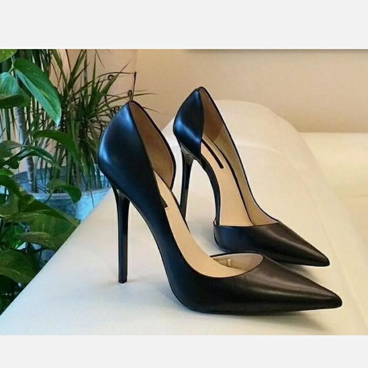 ZARA BLACK LEATHER SHOES POINTED ASYMMETRIC Depop