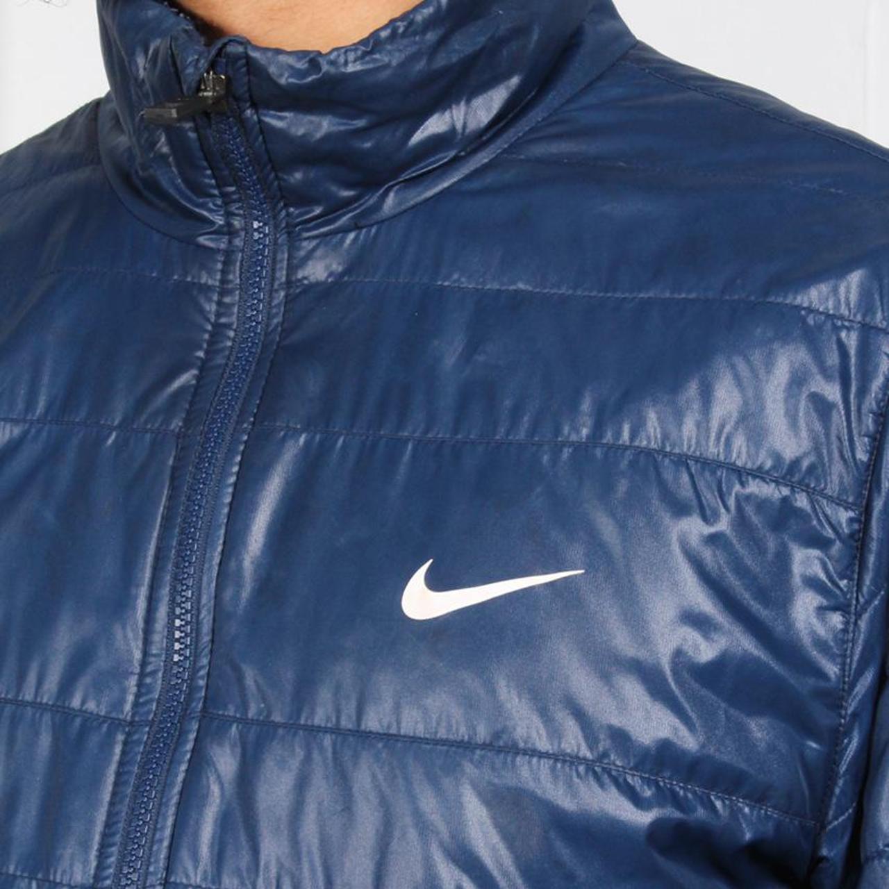 Nike Puffer Jacket In Blue With Embroidered Swoosh... - Depop