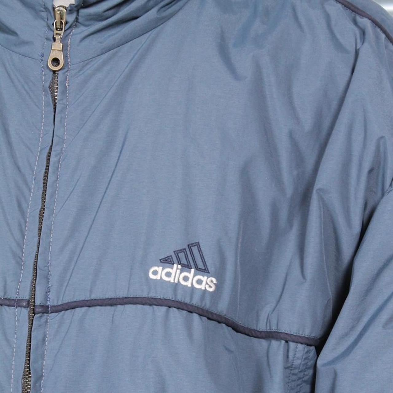 Adidas jacket in blue with embroidered spell out... Depop